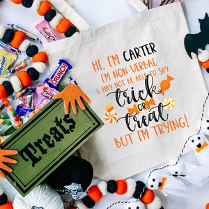 Personalized Non-Verbal Trick or Treat Tote Bag-tote-Simply September