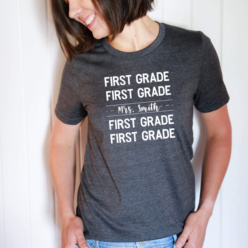 First Grade Teacher (Personalized)-shirt-Simply September
