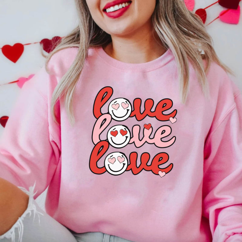 Womens Love Valentines Day Sweatshirt for Women, Valentine Shirt, Love shirt, Valentines Day Shirt, Valentines Gift for Her, Smiley Face