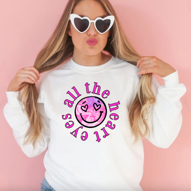 Womens All the Heart Eyes Valentines Day Sweatshirt for Women, Valentine Shirt, Love shirt, Valentines Day Shirt, Valentines Gift for her