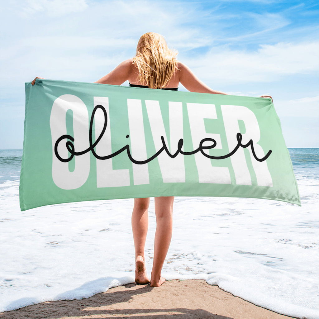 Personalized Mint Green Name Beach Towel