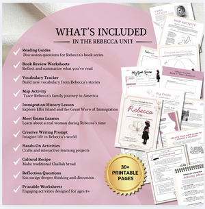 Rebecca 1914 Literature & History Unit Study | American Girl Inspired Curriculum | Printable Homeschool PDF | Immigration & Early 20th Century America