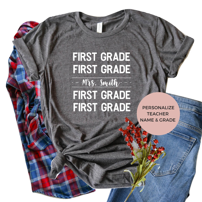 First Grade Teacher (Personalized)-shirt-Simply September