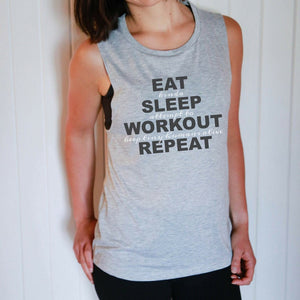 Eat, Sleep, Workout, Repeat Muscle Tank-Simply September