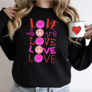 Womens Smiley Face Valentines Day Sweatshirt for Women, Valentine Shirt, Love shirt, Valentines Day Shirt, Valentines Day Gift for her