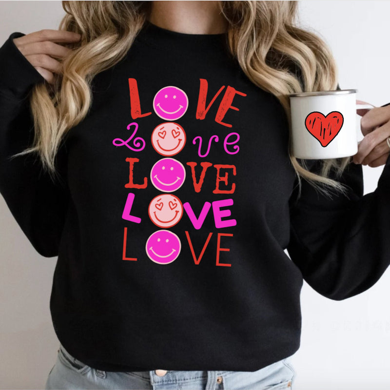 Womens Smiley Face Valentines Day Sweatshirt for Women, Valentine Shirt, Love shirt, Valentines Day Shirt, Valentines Day Gift for her