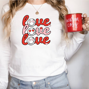 Womens Love Valentines Day Sweatshirt for Women, Valentine Shirt, Love shirt, Valentines Day Shirt, Valentines Gift for Her, Smiley Face