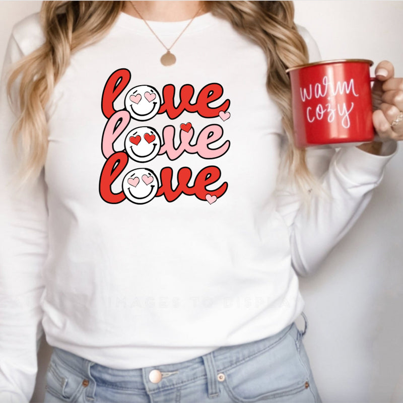 Womens Love Valentines Day Sweatshirt for Women, Valentine Shirt, Love shirt, Valentines Day Shirt, Valentines Gift for Her, Smiley Face