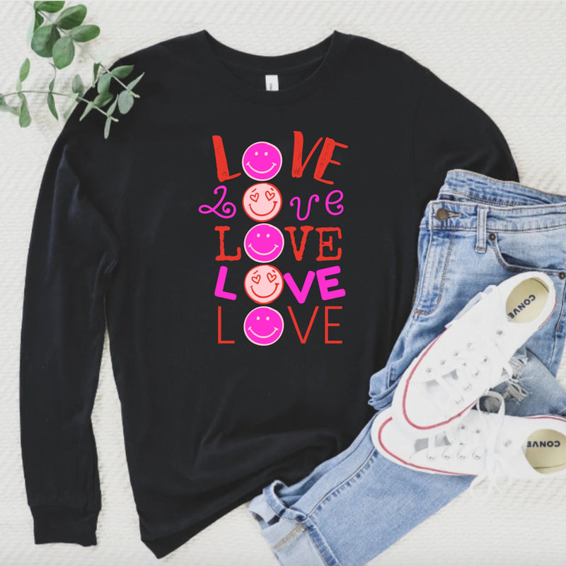 Womens Smiley Face Valentines Day Sweatshirt for Women, Valentine Shirt, Love shirt, Valentines Day Shirt, Valentines Day Gift for her