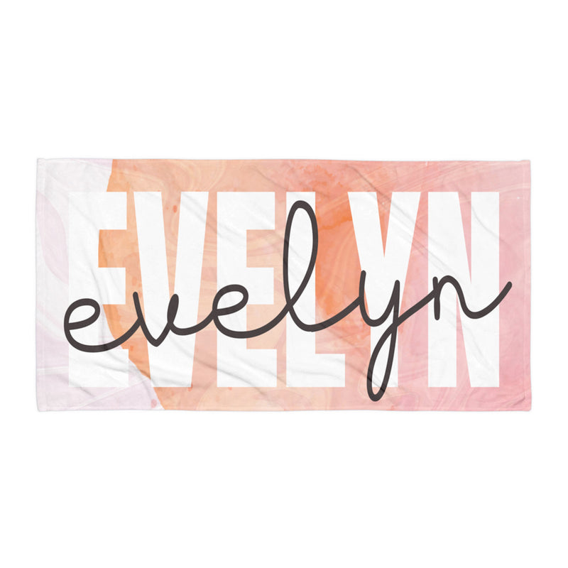 Personalized Peach Name Beach Towel